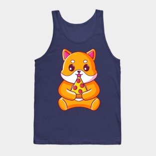 Cute shiba inu eating pizza Tank Top